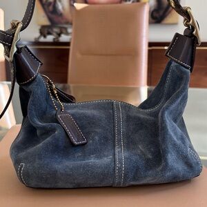 Coach Dark Blue and Brown Shoulder Bag